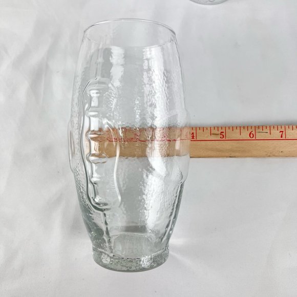4 Clear Glass 23 Oz Textured Football Shape Drinks Glasses USA Greenbrier - Picture 9 of 9